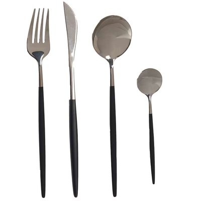 Couverts de table en acier inoxydable noir et argenté 8 Pièces WADIGA