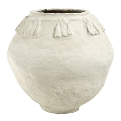 Pot décoratif papier mâché dia 40x41 BLANC D’IVOIRE
