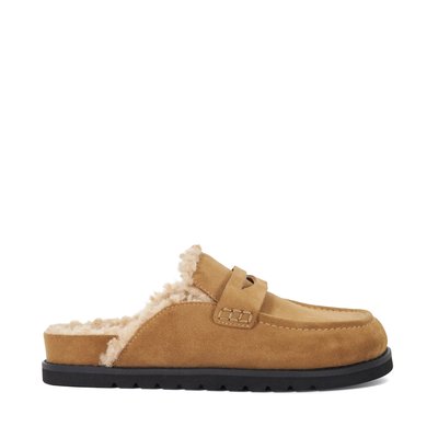 Mocassins mules en daim à arrière ouvert doublés imitation peau de mouton - GOLDY DUNE LONDON
