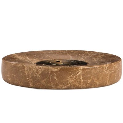 Porte savon rond marbre brun 11x11x2cm WADIGA