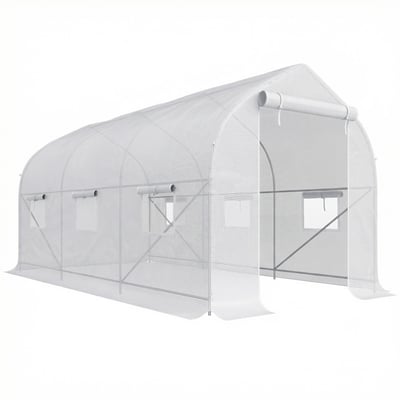 Serre en tunnel PE Blanc OUTSUNNY