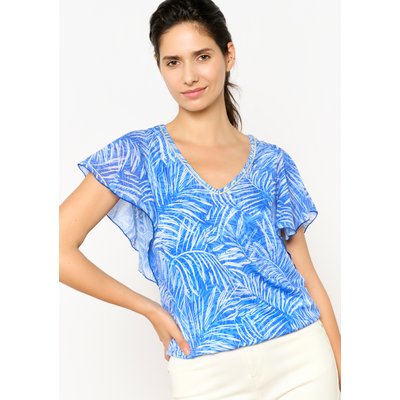T-shirt en voile à imprimé feuilles LOLALIZA