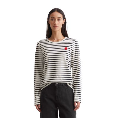 T-shirt long rayé regular en jersey stretch en coton organique MARC O'POLO