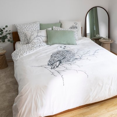 Housse de couette coton réversible HARFANG CARRE BLANC