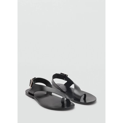 Sandales cuir lanière croisée MANGO