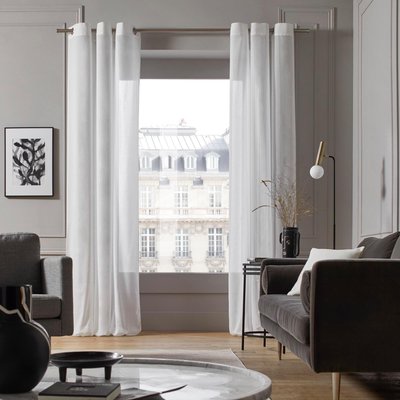 Voilage Kea  en Voile de coton Blanc 145x280 cm MADURA