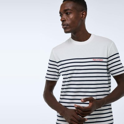 T-shirt col rond manches courtes marinière en coton BIO GOTS MONOPRIX