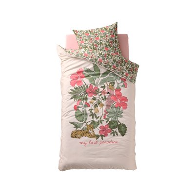 Parure housse de couette + taie oreiller enfant TROPICAL, avec coton recyclé VERTBAUDET