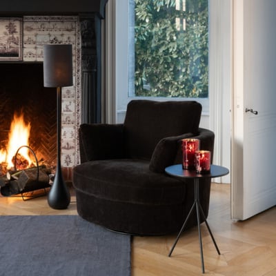 Fauteuil pivotant à 360° en velours texturé - ANGEL HELLIN, DEPUIS 1862