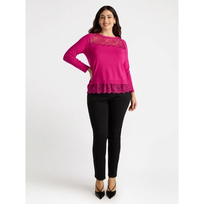 Pull avec empiècements en dentelle en bas et en haut FIORELLA RUBINO
