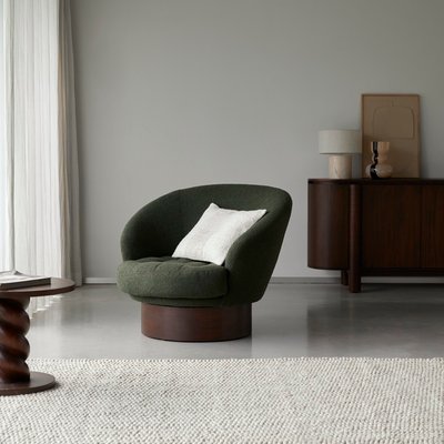 Fauteuil pivotant en Mindi et tissu vert INES TIKAMOON