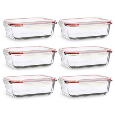Lot de 6 boîtes hermétiques 1040ml en verre, CLÉMENTINE MENASTYL