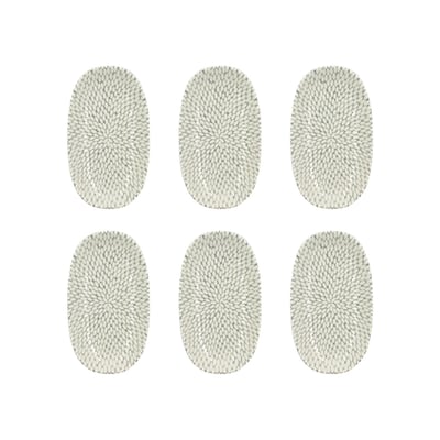 Lot de 6 assiettes ovales en porcelaine 23,5cm, JASMIN NOVASTYL