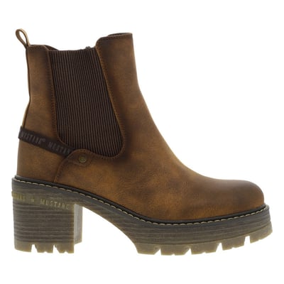 Boots taupe à talon décroché moyen avec un zip et un soufflet élastiqué MUSTANG