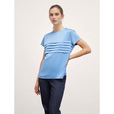 T-shirt bimaterica in raso e jersey tinta unita MOTIVI