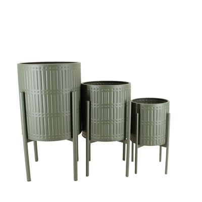 Set de 3 cache-pots en métal structuré ORNAMI
