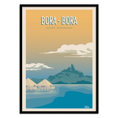 Affiche d’art et cadre noir 30 x 40 cm - Bora Bora - Turo WALL EDITIONS