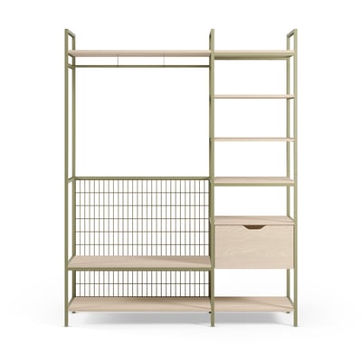 Dressing ouvert modulable 2 éléments en métal et bois L140xH179,5cm - AQABA DRAWER
