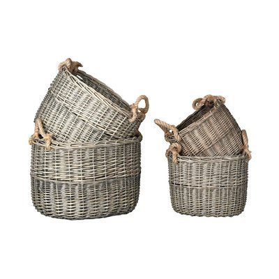 Corbeilles en osier gris et corde (Lot de 4) AUBRY GASPARD