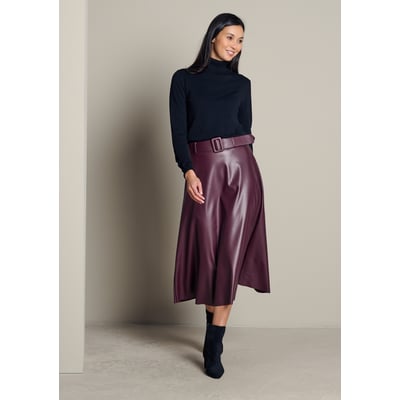 Jupe midi évasée effet cuir LOLALIZA