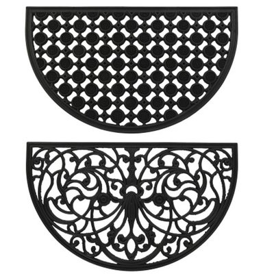 Set de 2 paillassons caoutchouc demi-lune 75x45x1cm WADIGA