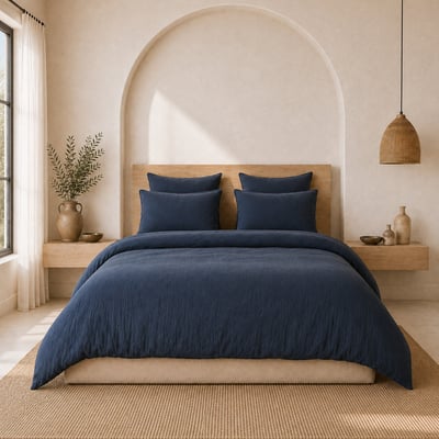 Parure de lit unie en gaze de coton lavé, AVA C DESIGN HOME TEXTILE