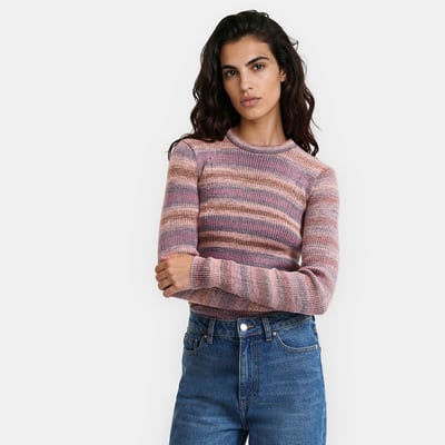 Pull col rond à rayures dégradées et fils brillants LA REDOUTE COLLECTIONS