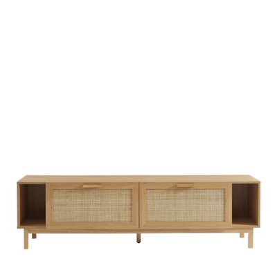 Meuble TV 2 portes en bois et cannage L180cm - JUNE DRAWER