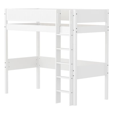 Lit mezzanine avec échelle droite effet bois FLEXA
