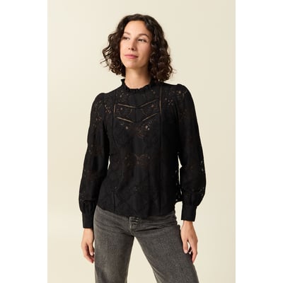 Blouse cintrée dentelle manches longues BONOBO