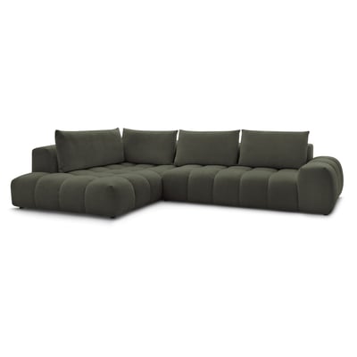 Canapé d'angle fixe 4 places en tissu chiné, EVEREST BOBOCHIC