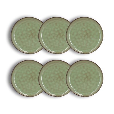 Lot de 6 assiettes à dessert en grès 20,5cm, BARBADE OGO LIVING