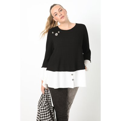 Pull en maille fine avec crêpe uni JEAN-MARC PHILIPPE
