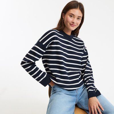 Maglione Donna Odosalii A Costine Con Girocollo E Spacchi Laterali – Maniche Lunghe, Tunica Casual In Blu Navy (Taglia L)