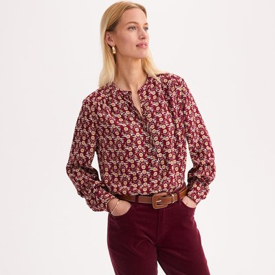 Blouse col tunisien imprimé floral manches longues en viscose ANNE WEYBURN