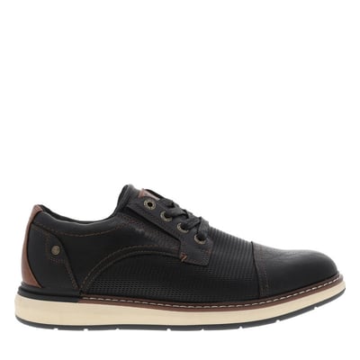 Derbies noires à talon plat munies de lacets et de soufflets élastiqués MUSTANG