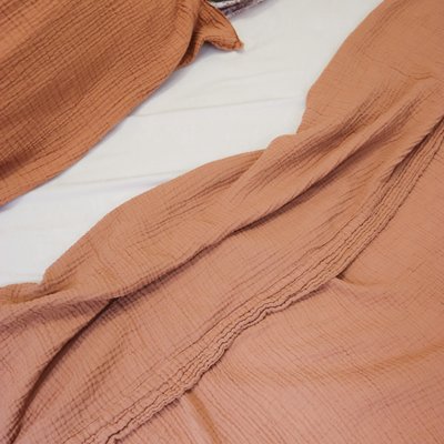 Drap plat en gaze de coton, SIMPLEMENT GAUFRÉ BLANC CERISE