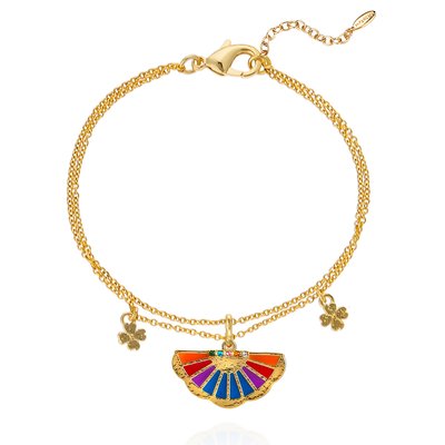 Bracelet chaîne avec breloques et cabochon central MOGADOR HIPANEMA