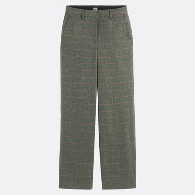Checked Wool Blend Wide Leg Trousers LA REDOUTE COLLECTIONS