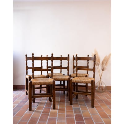 Lot de 6 chaises style campagne Claude N°1580 - Bon état DEBONGOUT