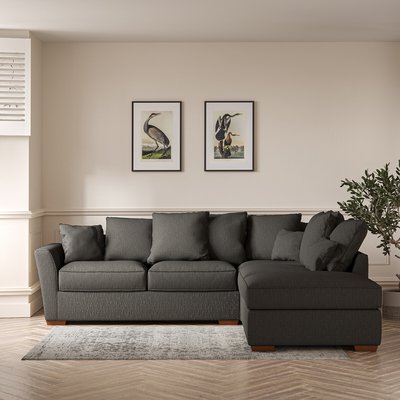 Florence Scatterback Textured Woven Right Facing Corner Sofa & Footstool with SO'HOME