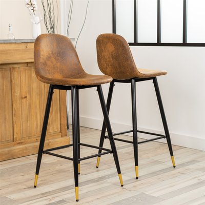 Lot de 2 tabourets de bar style vintage,CHARLTON BAR MEUBLES COSY