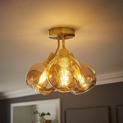 Brady 3-Light Glass Globe Cluster Ceiling Light SO'HOME