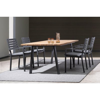 Table de jardin rectangulaire en métal et bois L160 - OLERON HELLIN, DEPUIS 1862