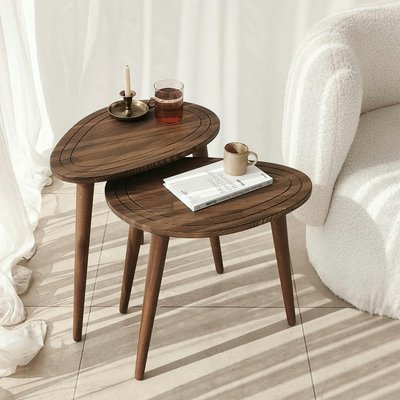 Bout de canapé bois brun - tronc d'arbre (lot de 2) TENA PIER IMPORT