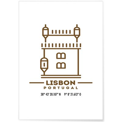 Poster Coordonnées Lisbonne L'AFFICHERIE
