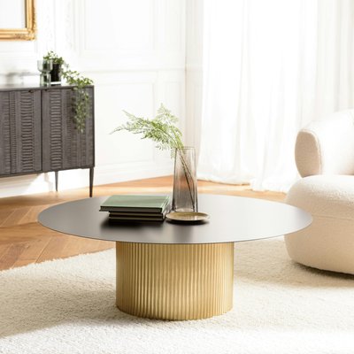 Table basse ronde métal noir pied central doré ZALA PIER IMPORT