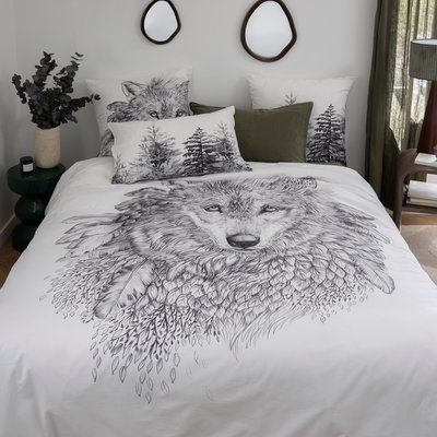 Housse de couette réversible coton IETULOU CARRE BLANC