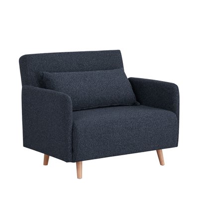 Fauteuil convertible en tissu bouclette pieds bois clair - Belushi DRAWER
