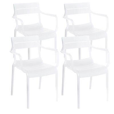 Lot de 4 chaises de terrasse avec accoudoirs en plastique, PANAME OVIALA